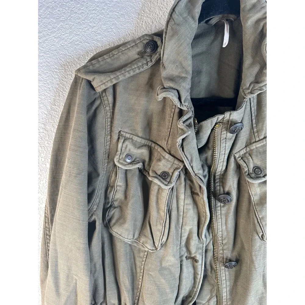 Free People Women's Olive Green Utility Military Field Jacket Size Small